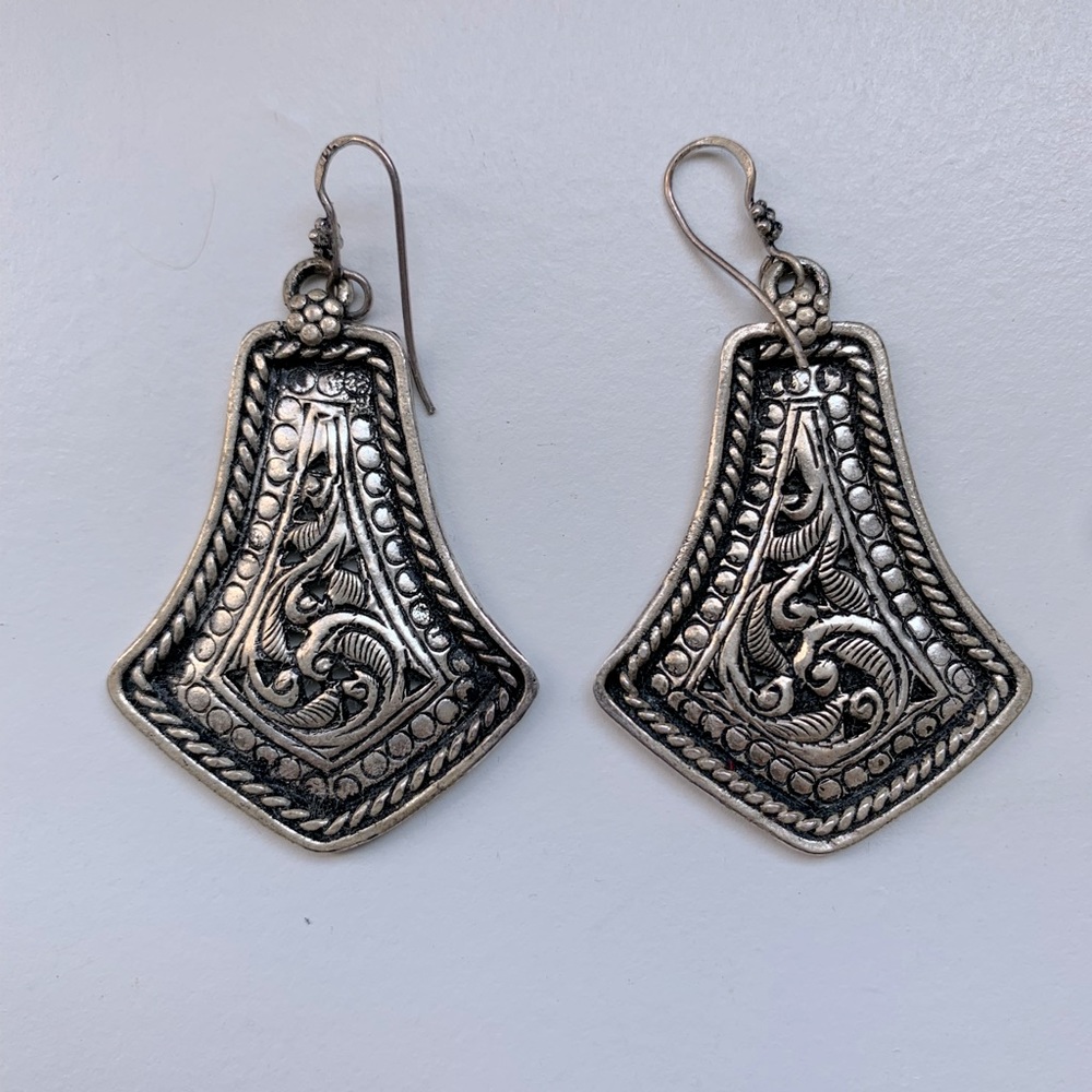 Indian tribal ethnic silver earrings